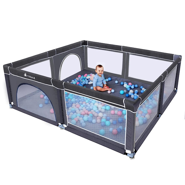 TODALE Baby Playpen, Extra Large Playpens for Babies, Kids Safety Activity Center, Sturdy Play Yard with Anti-Slip Base,Tear-Resistant Material & Super Soft Mesh (79”×70”)